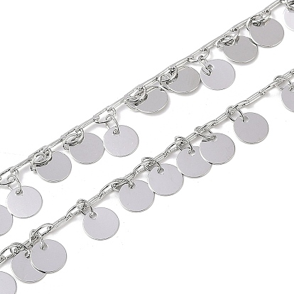 Латунные плоские круглые цепи ручной работы, для ожерелья браслеты решений, долговечный, пайки, с катушкой