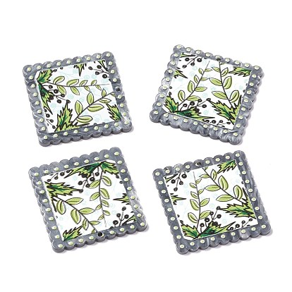 Embossed Graffiti Acrylic Pendants, for Earring Making, Square
