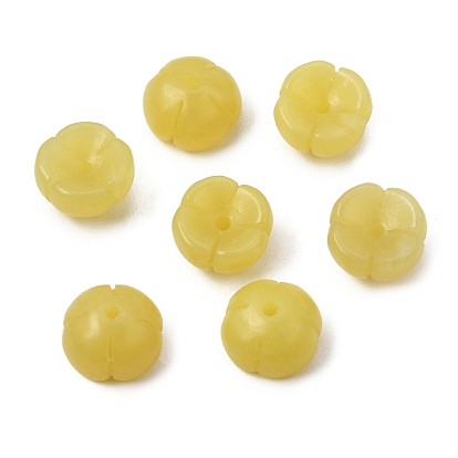 Natural Lemon Jade Carved Beads, Osmanthus Flower