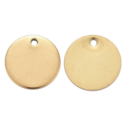 Ion Plating(IP) 304 Stainless Steel Charms, Stamping Blank Tag Pendant, Flat Round