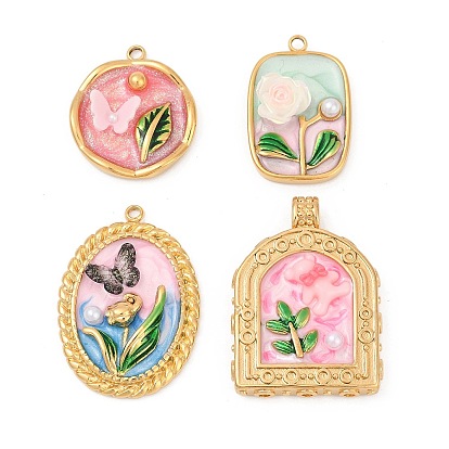 304 нержавеющей стальной эмали подвески, с отделкой из искусственного жемчуга из смолы и АБС, ионное покрытие (ip), реальный 18 k позолоченный