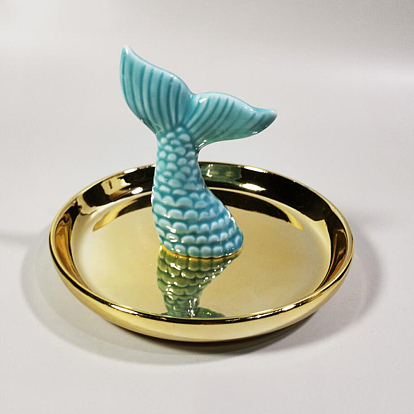 Porte-bague queue de poisson en porcelaine, plateau de bijoux, pour contenir de petits bijoux, Anneaux, , Des boucles d'oreilles, Bracelets, bibelot, pour les femmes filles cadeau d'anniversaire