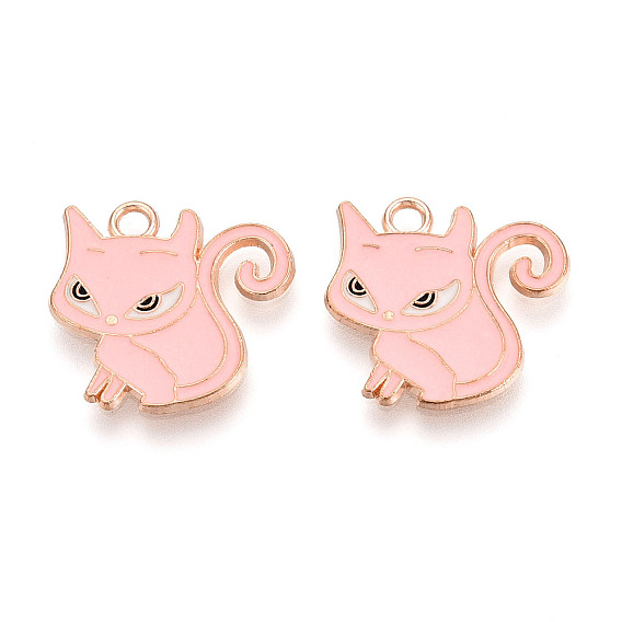 Подвески из эмали и сплава, кошка, золотой свет