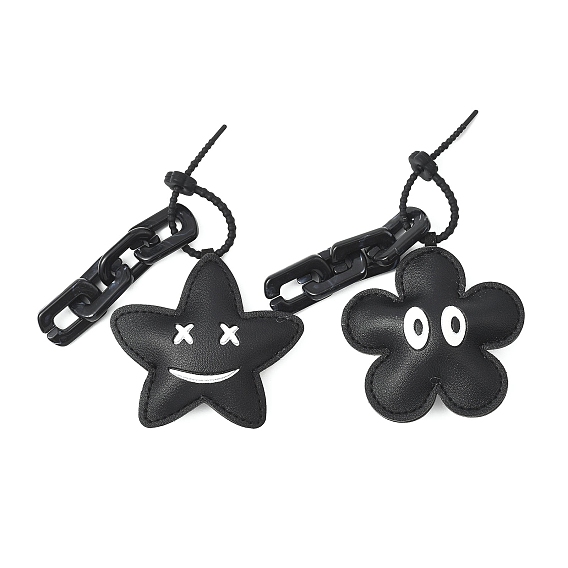 2 шт. подвесные украшения из искусственной кожи в виде цветов и звезд, с силиконовыми кабельными стяжками в форме цветка