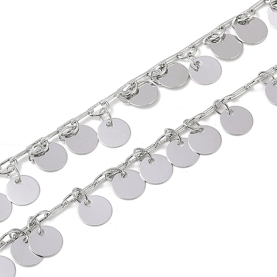 Латунные плоские круглые цепи ручной работы, для ожерелья браслеты решений, долговечный, пайки, с катушкой