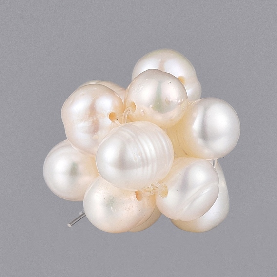 Handmade Natural Cultured Freshwater Pearl Woven Beads, Cluster Beads, with Nylon Wire