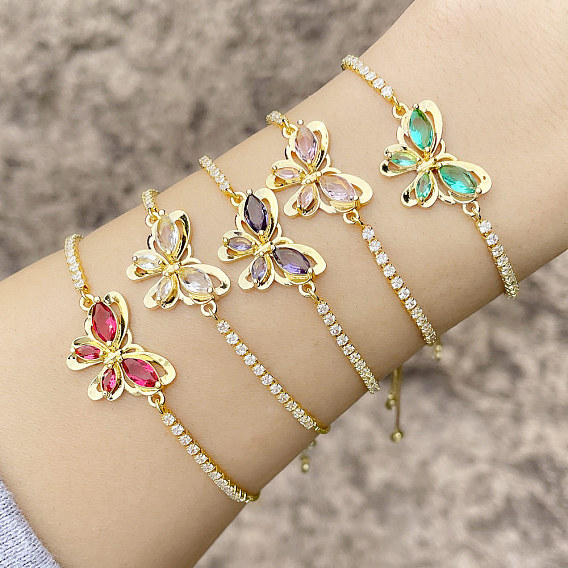 Chic and Minimalist Butterfly Bracelet with Sparkling Zircon Stones