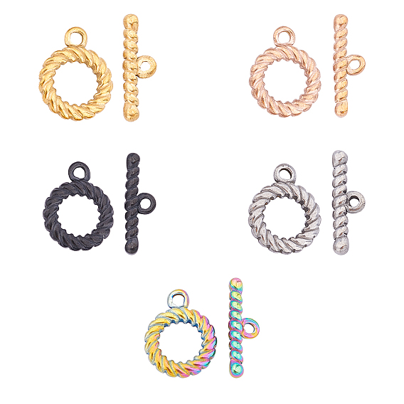 PVD Vacuum Plating 304 Stainless Steel Toggle Clasps, Ring, for DIY Jewelry Making