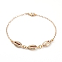 Brass Link Bracelets, with Cable Chains, Lobster Claw Clasps and Cardboard Packing Box, Cowrie Shell Shape