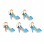 Rack Plating Alloy Enamel Charms, Free & Nickel Free & Lead Free, High Heels with White Bowknot