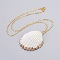 Shell Pendants Necklaces, with Brass Cable Chains