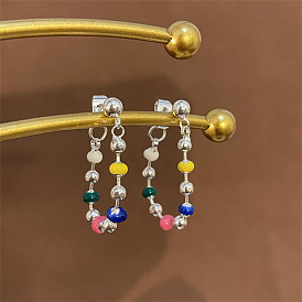 Sweet niche design colorful round bead beaded stud earrings simple fashion earrings earrings