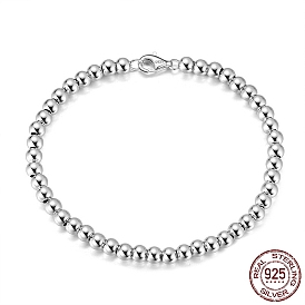 925 браслеты-цепочки из стерлингового серебра с круглыми шариками, с печатью s925