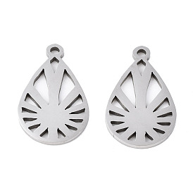 201 Stainless Steel Pendants, Laser Cut, Teardrop