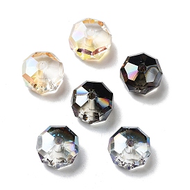 Electroplate Glass Beads, Half Rainbow Plated, Faceted, Rondelle