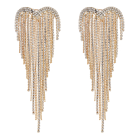 2Pcs Heart Tassel Alloy Rhinestone Lapel Pins for Clothes