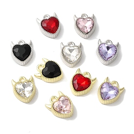 Heart Rack Plating Alloy Charms, with Rhinestone, Cadmium Free & Nickel Free & Lead Free, Mixed Color