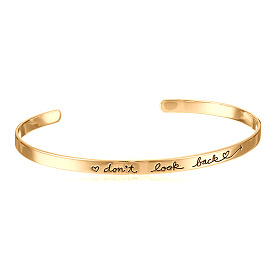 Don't Look Back" Inspirational Engraved Cuff Bracelet for Women