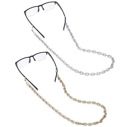 2шт 2 цвета цепочки для очков, шейный ремешок для очков, с пластиковыми тросовыми цепями ccb, окрашенными распылением, 304 застежки-лобстеры из нержавеющей стали и концы резиновых петель