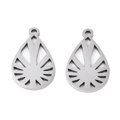 201 Stainless Steel Pendants, Laser Cut, Teardrop