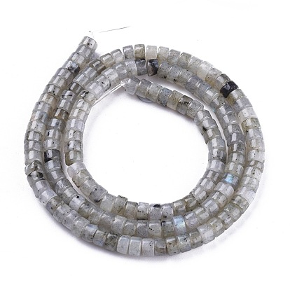 Natural Labradorite Beads Strands, Heishi Beads, Flat Round/Disc