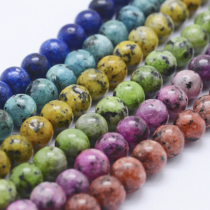 Natural Larvikite Beads Strands, Dyed, Round