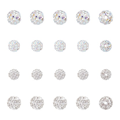 ARRICRAFT Pave Disco Ball Beads, Polymer Clay Rhinestone Beads, Round