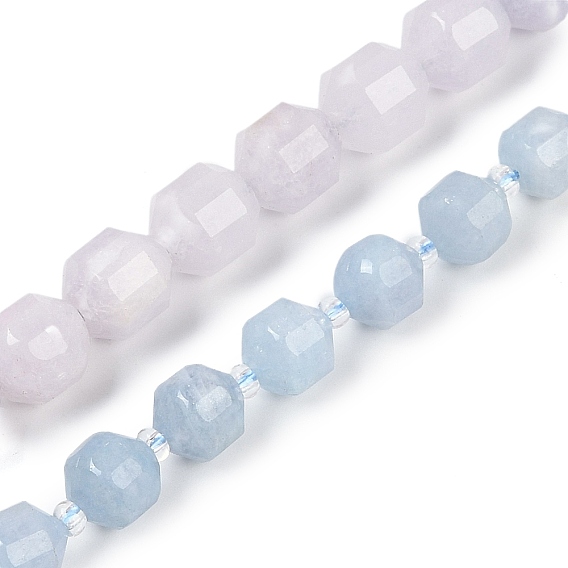 Окрашенные природные белый нефрит бисер пряди, граненые, двухконусные, точечные призмы с двойным концом