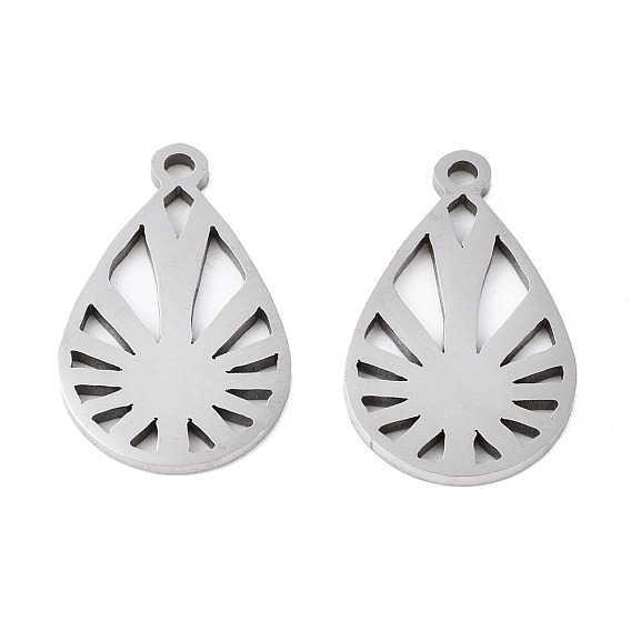 201 Stainless Steel Pendants, Laser Cut, Teardrop
