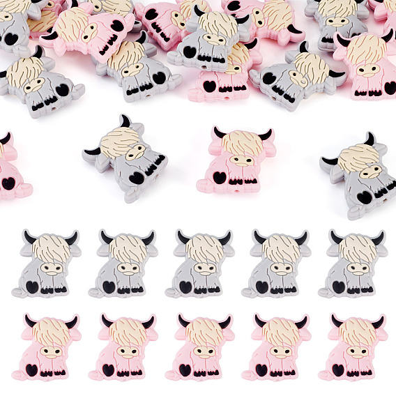 20 шт 2 цвета силиконовые бусины, крупный рогатый скот