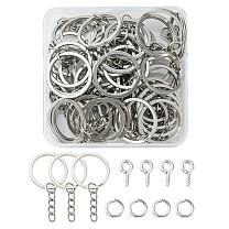 DIY Keychain Making Finding Kit, Including Brass Jump Rings, Iron Split Key Rings & Screw Eye Pin Peg Bails