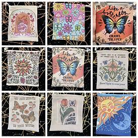 Cloth Tarot Cards Storage Drawstring Bags, Tarot Desk Storage Holder, Skull/Butterfly/Sun/FlowerWord/Dinosaur/Constellation/Sun Pattern