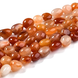 Natural Golden Silk Jade Beads Strands, Nuggets, Tumbled Stone