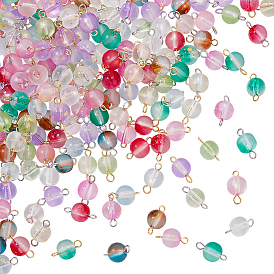 200 шт. круглые подвески-подвески из матового стекла, окрашенного в печной цвет, с 304 петлями из нержавеющей стали