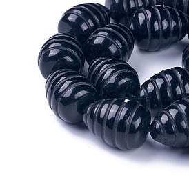 Natural Black Onyx Beads Strands, Drop, Beehive Beads