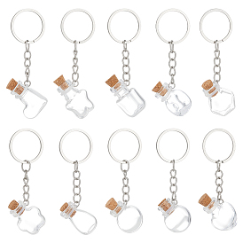 10 шт. 10 стили мини-стеклянные бутылки желаний подвески украшения, с железными разрезными брелоками