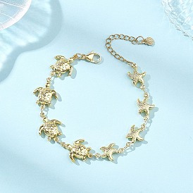 304 женские браслеты-цепочки со звеньями из нержавеющей стали, черепаха и морская звезда