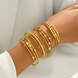 Регулируемые латунные браслеты-манжеты, браслеты с крутящим моментом для женщин, реальный 18 k позолоченный