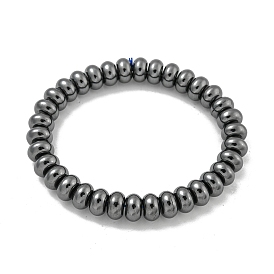Rondelle Electroplated Synthetic Non-magnetic Hematite Beaded Stretch Bracelets, for Women Men