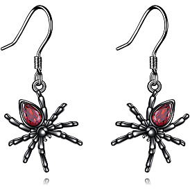 Серьги-подвески из цинкового сплава со стразами в форме паука