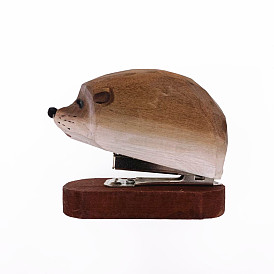 Wooden Office Stapler, Spring Powered Desktop Stapler, Hedgehog