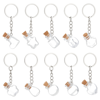 10 шт. 10 стили мини-стеклянные бутылки желаний подвески украшения, с железными разрезными брелоками