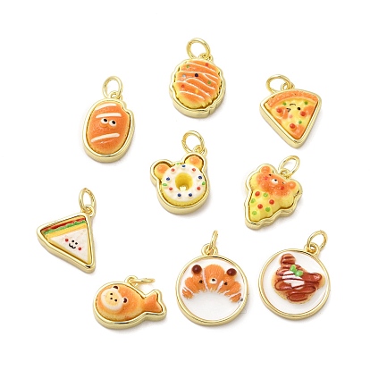 Латунные подвески, с прыгающим кольцом и смолой, без кадмия и без свинца, стойки покрытие, долговечный, реальный 18 k позолоченный