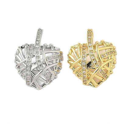 Латунные микропаве прозрачные подвески с фианитом, без кадмия и без свинца, сердце