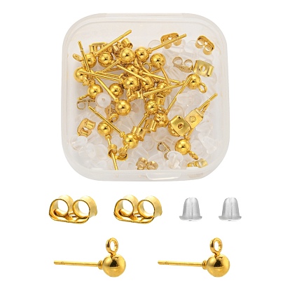 DIY Earring Making Kits, 70Pcs Plastic & Iron Ear Nuts, 20Pcs Iron Ball Stud Earring Findings