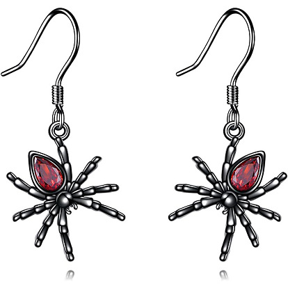 Серьги-подвески из цинкового сплава со стразами в форме паука