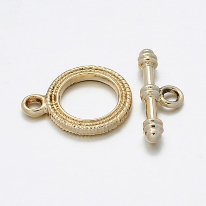 Nickel Free & Lead Free Alloy Ring Toggle Clasps, Long-Lasting Plated, Ring: 22x17x2mm, Hole: 2.5mm, Bar: 24x9x4mm, Hole: 3mm