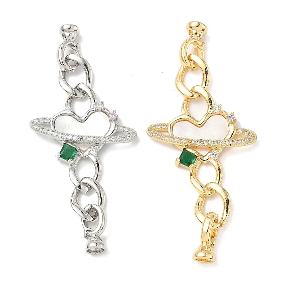 Застежки-защелки из натуральной латуни, без кадмия, без никеля и без свинца, со стразами, планета сердца