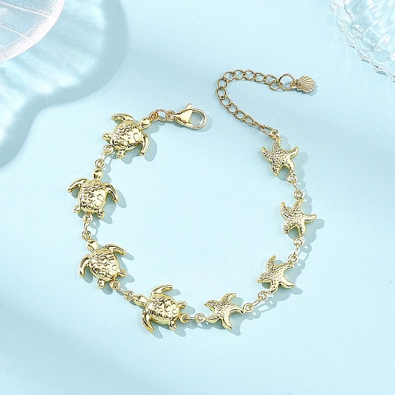 304 женские браслеты-цепочки со звеньями из нержавеющей стали, черепаха и морская звезда