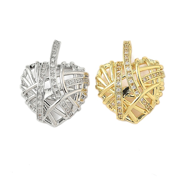 Латунные микропаве прозрачные подвески с фианитом, без кадмия и без свинца, сердце